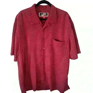 La Cabana Red Button-Up Hawaiian Shirt Sz XL Short Sleeve Relax Fit 100%‎ Rayon